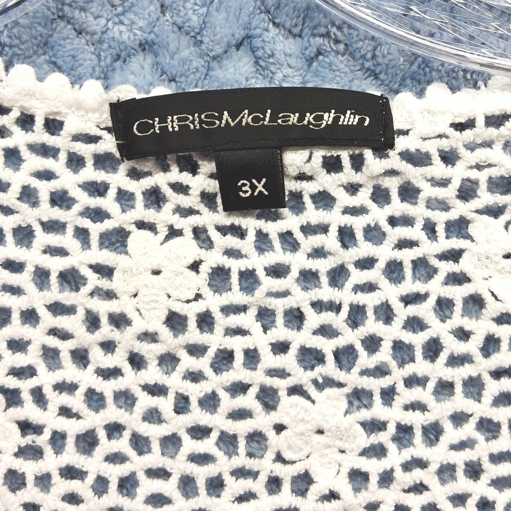 Chris McLaughlin White Floral Crochet Cardigan Sweater Plus Size 3X Cotton Boho - Picture 3 of 10